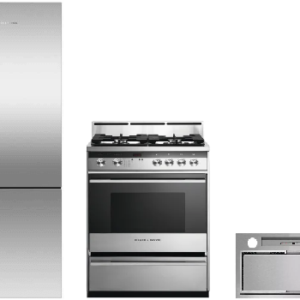 Fisher & Paykel 2 Piece Kitchen Appliances Package with Bottom Freezer Refrigerator and Gas Range in Stainless Steel FPRERAHO001