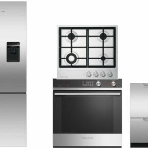 Fisher & Paykel Active Smart 4 Piece Kitchen Appliances Package with Bottom Freezer Refrigerator and Dishwasher in Stainless Steel FPRECTWODW103