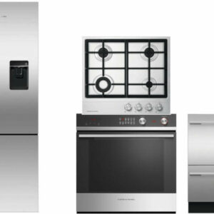 Fisher & Paykel Active Smart 4 Piece Kitchen Appliances Package with Bottom Freezer Refrigerator and Dishwasher in Stainless Steel FPRECTWODW104