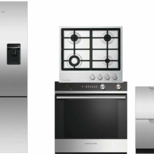 Fisher & Paykel Active Smart 4 Piece Kitchen Appliances Package with Bottom Freezer Refrigerator and Dishwasher in Stainless Steel FPRECTWODW139