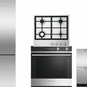 Fisher & Paykel Series 7 4 Piece Kitchen Appliances Package with Bottom Freezer Refrigerator and Dishwasher in Stainless Steel FPRECTWODW136