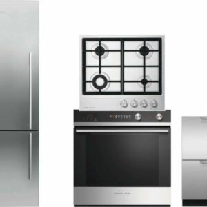 Fisher & Paykel Series 7 4 Piece Kitchen Appliances Package with Bottom Freezer Refrigerator and Dishwasher in Stainless Steel FPRECTWODW137