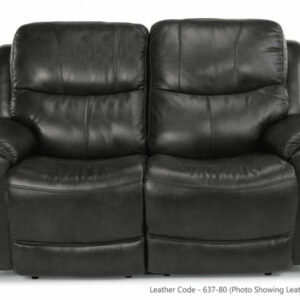 Flexsteel Cade Leather Power Reclining Loveseat With Power Headrests & Lumbar