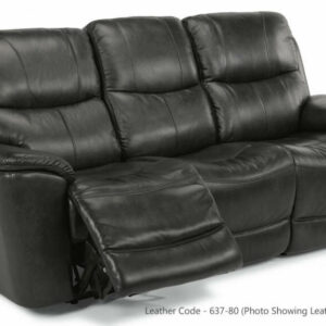 Flexsteel Cade Leather Power Reclining Sofa With Power Headrests & Lumbar