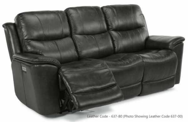 Flexsteel Cade Leather Power Reclining Sofa With Power Headrests & Lumbar
