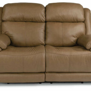 Flexsteel Elijah Leather Power Reclining Loveseat With Power Headrests & Lumbar