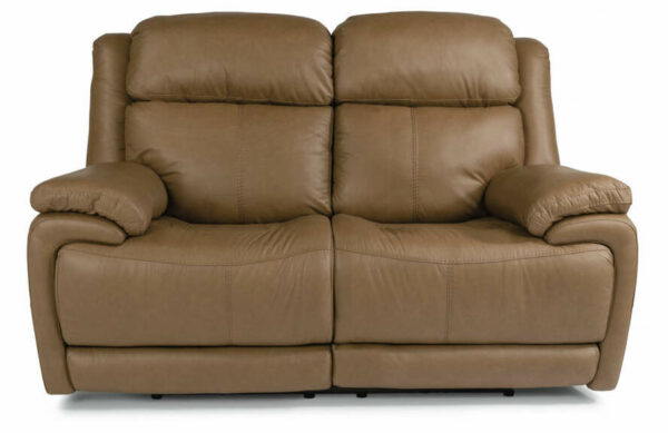 Flexsteel Elijah Leather Power Reclining Loveseat With Power Headrests & Lumbar