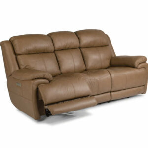 Flexsteel Elijah Leather Power Reclining Sofa With Power Headrests & Lumbar