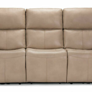 Flexsteel Jarvis Parchment Leather Power Reclining Sofa With Power Headrests