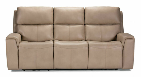 Flexsteel Jarvis Parchment Leather Power Reclining Sofa With Power Headrests