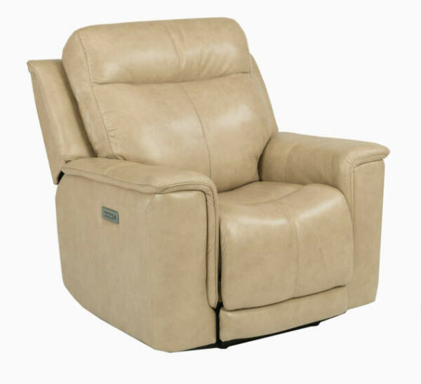 Flexsteel Miller Leather Power Recliner With Power Headrest & Lumbar