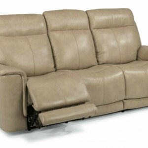 Flexsteel Miller Leather Power Reclining Sofa With Power Headrests & Lumbar