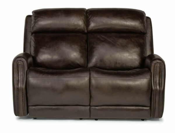 Flexsteel Stanley Leather Power Reclining Loveseat With Power Headrests