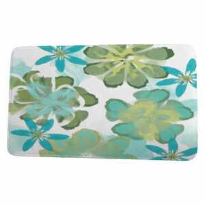 Floral Frolic Ani Floral Print Bath Mat, Aqua, 17"x24"