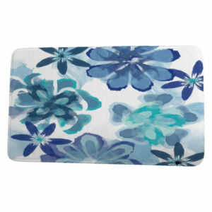 Floral Frolic Ani Floral Print Bath Mat, Blue, 17"x24"