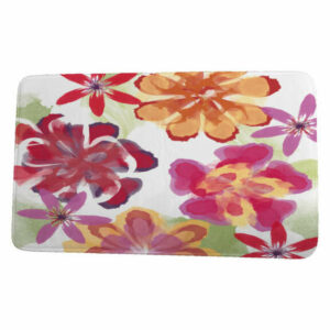 Floral Frolic Ani Floral Print Bath Mat, Red, 21"x34"