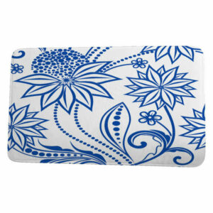 Floral Frolic Ella Floral Print Bath Mat, Blue, 17"x24"