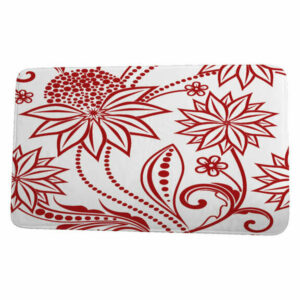 Floral Frolic Ella Floral Print Bath Mat, Red, 21"x34"