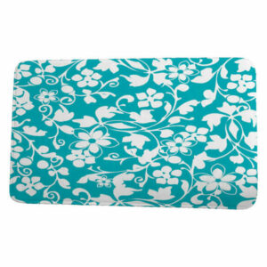 Floral Frolic Evelyn Floral Print Bath Mat, Aqua, 21"x34"