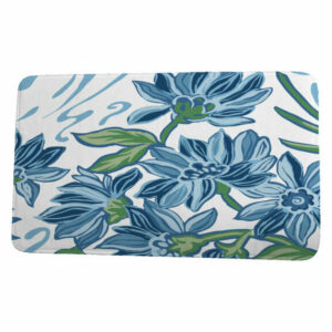 Floral Frolic Iona Floral Print Bath Mat, Blue, 21"x34"