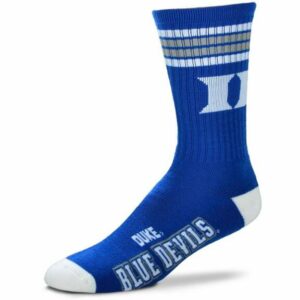 For Bare Feet Men's Duke University 4-Stripe Deuce Socks Blue/White, Large - NCAA Novelty at Academy Sports