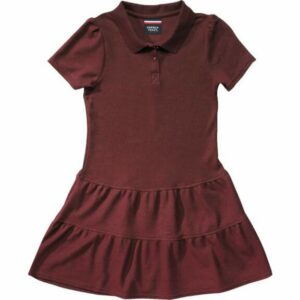 French Toast Girls' Ruffled Pique Polo Dress Red, Small - Uniform Accessories at Academy Sports