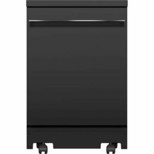 GE GPT225SGL 24 Inch Wide 12 Place Setting Portable Fully Integrated Dishwasher with Piranha Hard Food Disposer and Sanitary Rinse Black Dishwashers