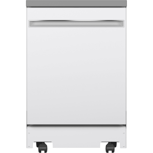 GE GPT225SGL 24 Inch Wide 12 Place Setting Portable Fully Integrated Dishwasher with Piranha Hard Food Disposer and Sanitary Rinse White Dishwashers