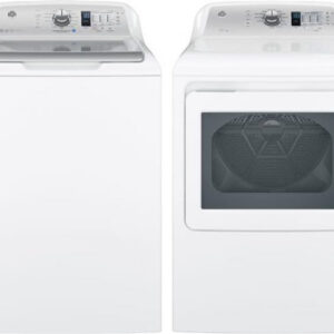 GE White 4.6 Cu. Ft. Top Loading Washer with Gas Dryer