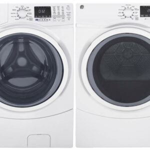 GE White Front Load Steam Washer and Electric Dryer Package