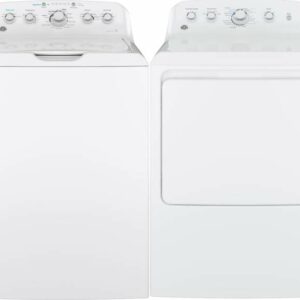 GE White Top Loading Washer with 7.2 Cu. Ft. Electric Dryer