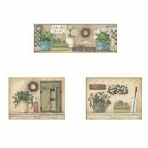 Garden Bath" by Pam Britton Printed Framed Wall Art, 3-Piece Sets, 3-P