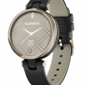 Garmin Lily Classic Cream Gold Bezel with Black Case and Italian Leather Band Smartwatch