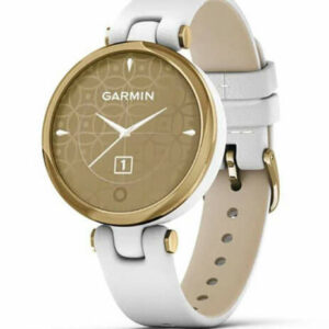 Garmin Lily Classic Light Gold Bezel with White Case and Italian Leather Band Smartwatch
