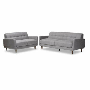 Gilroy Mid-Century Modern Fabric Upholstered 2-Piece Living Room Set,