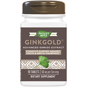 Ginkgold for Improved Mental Sharpness, Memory & Focus - 60 MG Per Serving (50 Tablets)