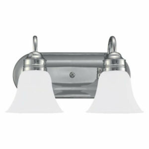 Gladstone 2-Light Bath Vanity, Chrome, Satin Etched Glass