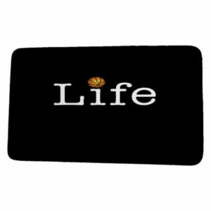 Goals, Gourds, & Gatherings Life + Ball Word Print Bath Mat, Black, 21