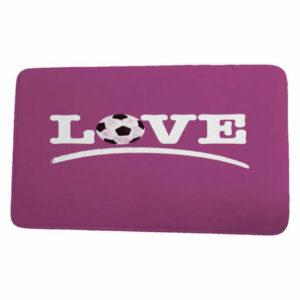 Goals, Gourds, & Gatherings Love Soccer Word Print Bath Mat, Pink, 21"