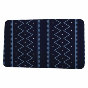 Goals, Gourds, & Gatherings Mudcloth Bath Mat, Navy Blue, 17"x24"