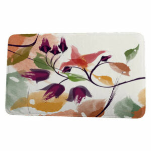 Goals, Gourds, & Gatherings Windy Bloom Floral Print Bath Mat, Red, 17