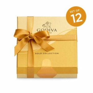 Godiva Assorted Chocolate Gold Party Favor, Gold Ribbon, Set of 12, 4 pc. each