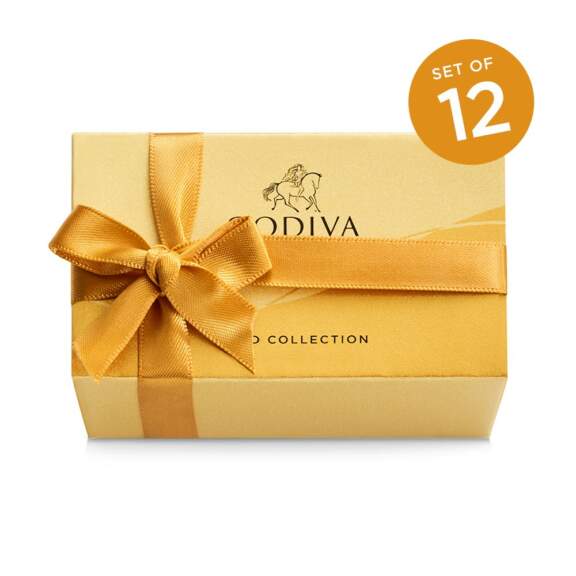 Godiva Assorted Chocolate Party Favor, Gold Ribbon, Set of 12, 2 pc. each Godiva Assorted Chocolate Party Favor, Gold Ribbon, Set of 12, 2 pc. each