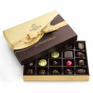 Godiva Dark Chocolate Gift Box and Ballotin, Gold Ribbon, 22 pc