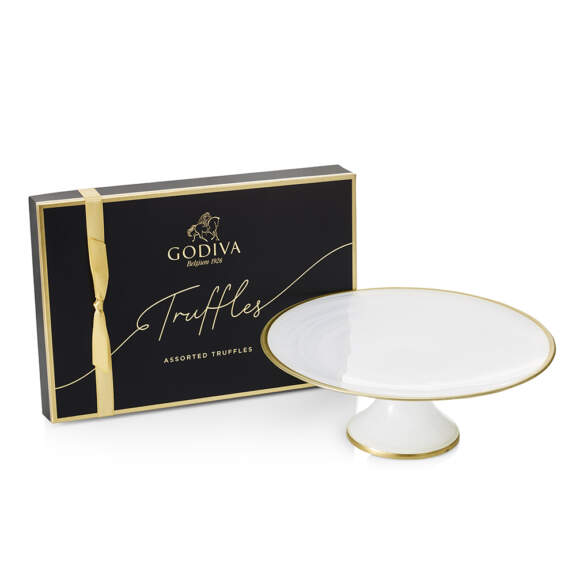 Godiva Dessert Pedestal with Signature Chocolate Truffles, 24 pc Dark, White, Milk Chocolate Godiva Dessert Pedestal with Signature Chocolate Truffles, 24 pc Dark, White, Milk Chocolate