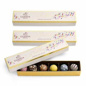Godiva Happy Birthday Cake Chocolate Truffle Flight, Set of 3 Dark, White Chocolate