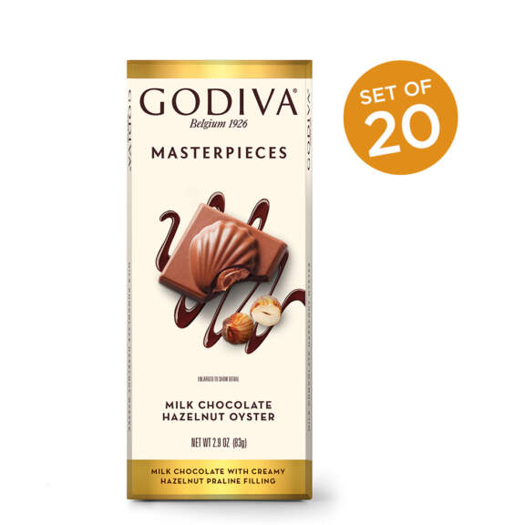 Godiva Masterpieces Milk Chocolate Hazelnut Oyster Bar, 20 bars Godiva Masterpieces Milk Chocolate Hazelnut Oyster Bar, 20 bars