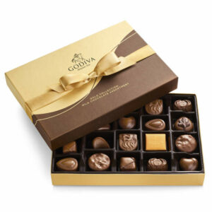 Godiva Milk Chocolate Gift Box and Ballotin, Gold Ribbon, 22 pc White Chocolate