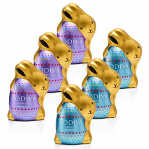 Godiva Milk and Dark Chocolate Bunnies, Foil Wrapped, Set of 6 Milk Chocolate