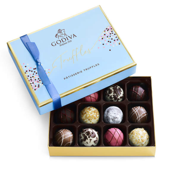 Godiva Patisserie Dessert Chocolate Truffles Gift Box and Ballotin, 12 pc Dark, White Chocolate Godiva Patisserie Dessert Chocolate Truffles Gift Box and Ballotin, 12 pc Dark, White Chocolate